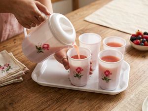 Vintage Rose Pitcher & Glasses Set
