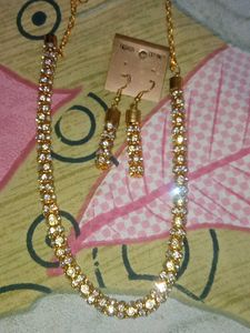 Gold Necklace and Earring Set