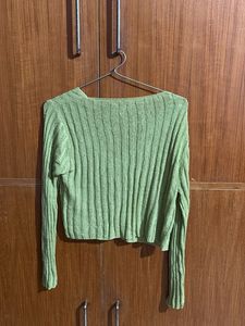 Light Green Button-Up Cardigan