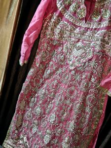Pink Embellished Kurta pajami set