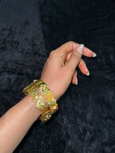 Exquisite Gold Bangles with Enamel