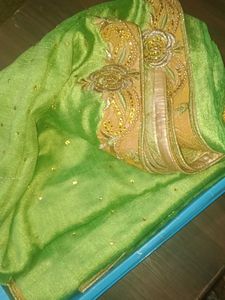 Exquisite Green Embellished Saree