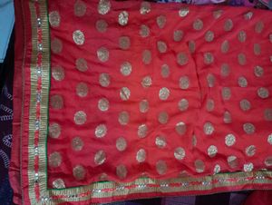 Tomato Red Pure shiffon Saree