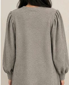 Grey Puff Sleeve Textured Top🤍