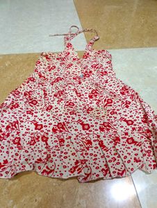 Red Floral Print Mini Dress