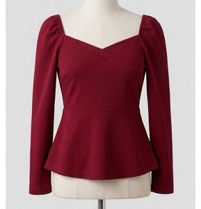 Maroon Square Neck Puff Sleeve Top
