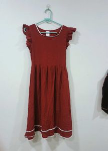 Chic Red Ruffled Cap Sleeve Dress
