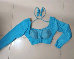 Satin Back Hook Padded Deep Neck Blouse
