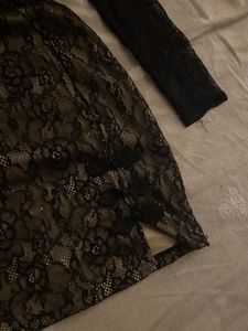 Elegant Black Lace Qipao styled Dress
