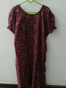 Elegant Maroon Printed maxi dress