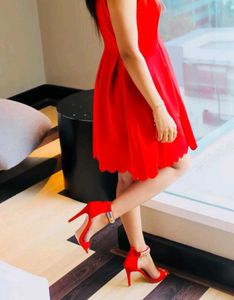 Red Embellished Strappy Heels