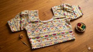 New cream multicolor blouse