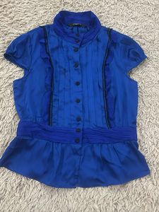 Vibrant Blue Peplum Blouse
