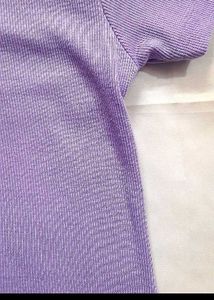 Purple Ribbed Collared Top