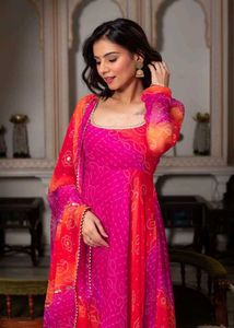 Vibrant Pink & Orange Kurta Set