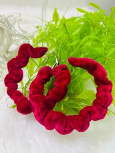 Red Velvet Hoop Earrings