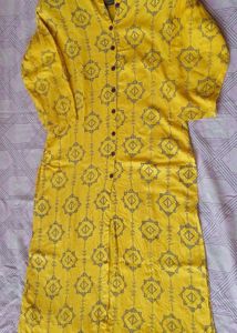 Stylish Yellow Long Kurti with Side Slits – Office