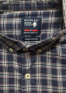 Men's Blue Plaid Casual Shirt