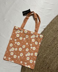 Orange Floral Tote Bag