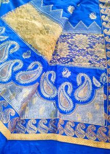 Royal Blue &amp; Gold Women's Saree