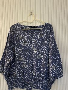 Blue & White Polka Dot Top