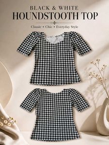 Classic Black & White Houndstooth Top
