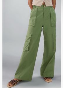 The Souled Store Green Linen Blend Cargo Pants