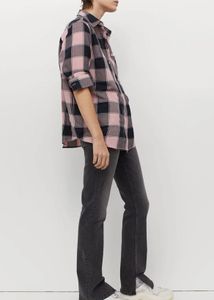 H&amp;M Pink &amp; Black Checked Oversized Shirt Size XS