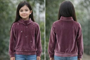 Stylish Girls' Velvet Turtleneck Top