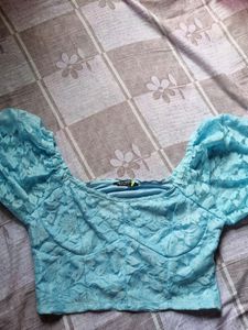 Blue Net Top Women