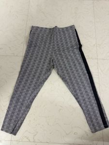 Checkered Pants with Black Stripe Detail