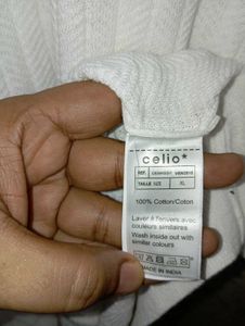 celio men chevron regular fit White Polo T-Shirt