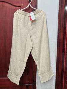 Avaasa Beige Embroidered Palazzos