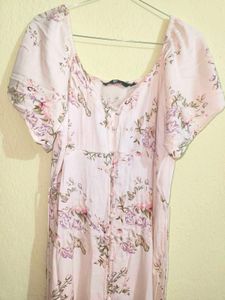 Light cream floral Button-Up Dress