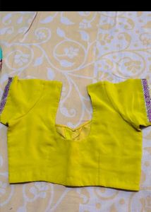 Designer Yellow Blouse with Embellished Sleeves