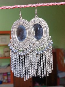 Elegant Mirror Work Oxidized Earrings