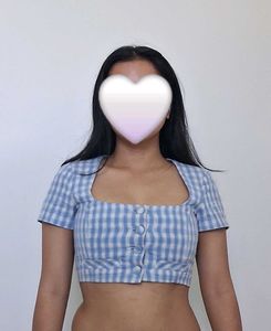 Blue Gingham Crop Top