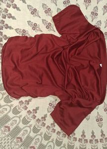 Maroon Ruched off shoulder Top