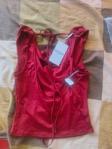 Burgundy Cowl Neck backless Tank Top