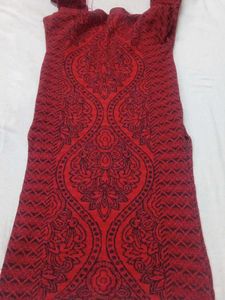 Red Embroidered Kurta