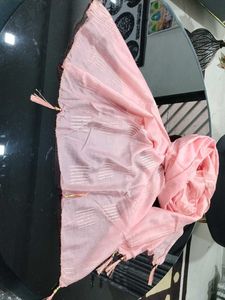 Peach Dupatta with Tassels