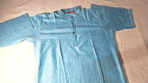 Men's Blue Cotton Kurta