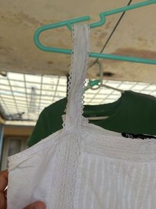 ZARA White Lace Trim Cami Top