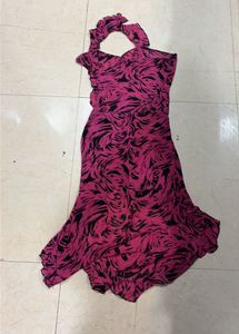 Vibrant Pink Swirl Print Halter Dress