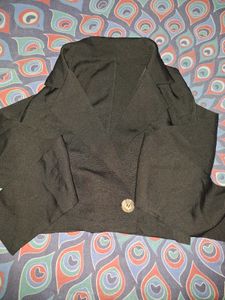 Chic Cropped Black Blazer ( urbanic )