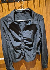 Chic Ruched Black Shirt