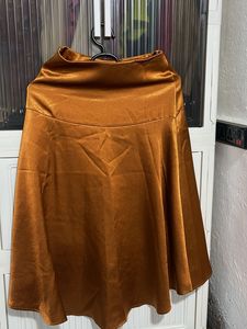 Golden Satin High-Low Skirt