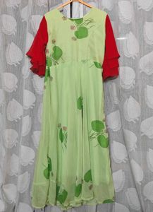 Fit and flare gown / Anarkali dress/Pastel Green