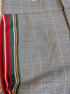Zara Stylish Plaid Pants with Side Stripes