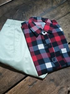 Men's Plaid Shirt and Pants Set Comdo offer 😱